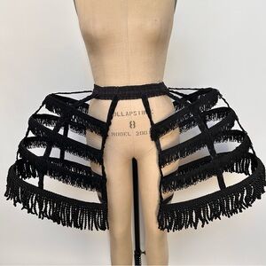 Black Cage Skirt with Fringe